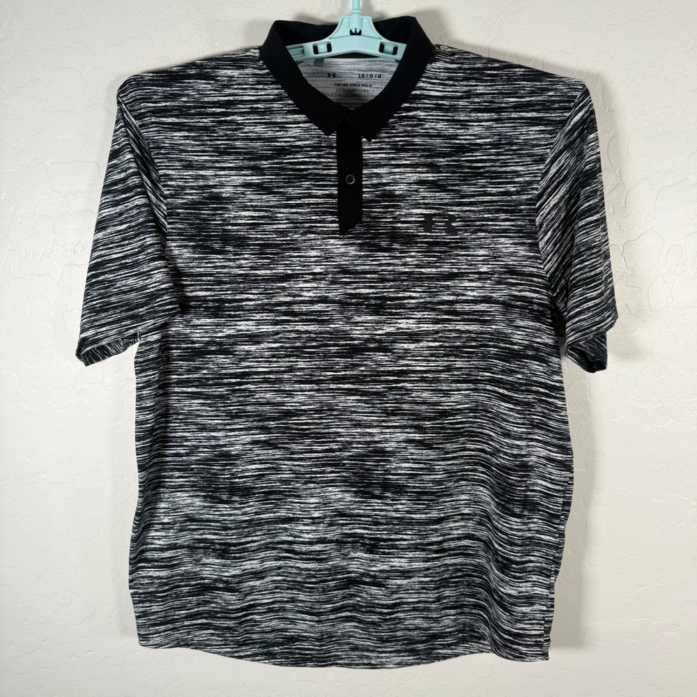 Under Armour Iso-Chill Polo Shirt Mens Large Black Performance Golf Athletic